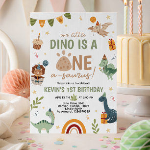 ONE-a-saurus Dino 1e verjaardagsuitnodiging Kaart