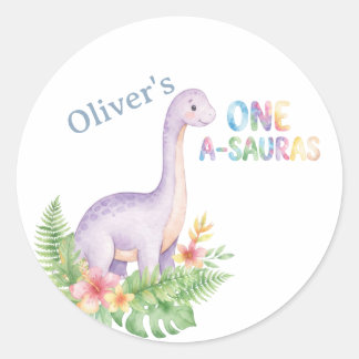 One-a-Saurus Dinosaur 1e Verjaardag Favor Stickers