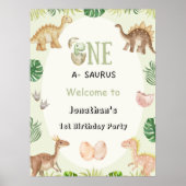 One-a-Saurus Dinosaur 1st Birthday Welcome Poster (Voorkant)