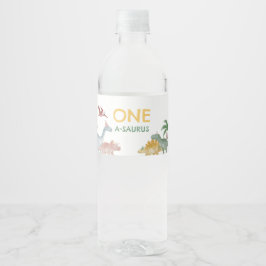 One A Saurus Dinosaur Boy Birthday Waterfles Etiket