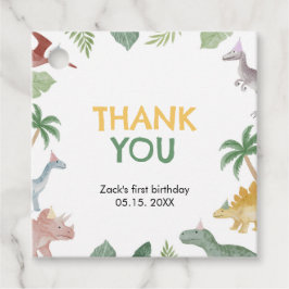 One A Saurus Dinosaur Boy Square Favor Tags Bedankjes Labels