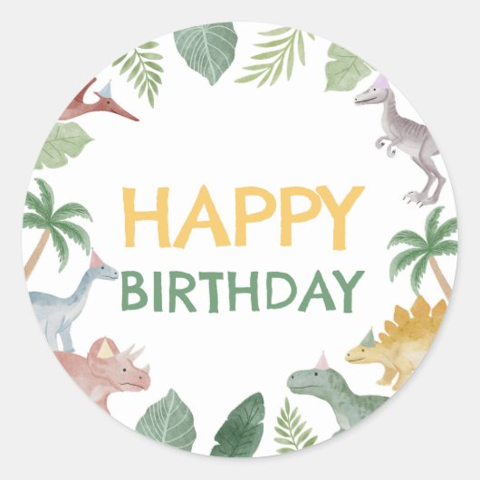 One A Saurus Dinosaur Boy Square Ronde Sticker (Voorkant)