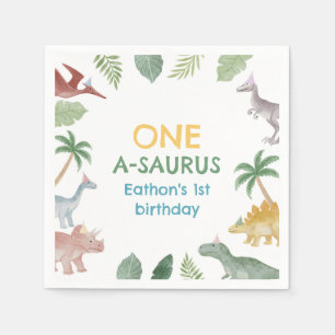 One A Saurus Dinosaur Boy Verjaardagsfeest Servett Servet
