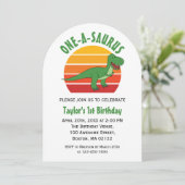 One-a-saurus dinosaurus genderneutraal 1e verjaard kaart (Staand voorkant)