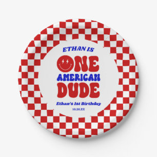 One American Dude 4 juli 1 Verjaardagsfeestje Papieren Bordje