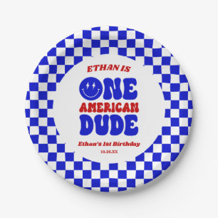 One American Dude 4 juli 1 Verjaardagsfeestje Papieren Bordje