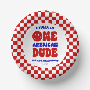 One American Dude 4 juli 1 Verjaardagsfeestje Papieren Kommen