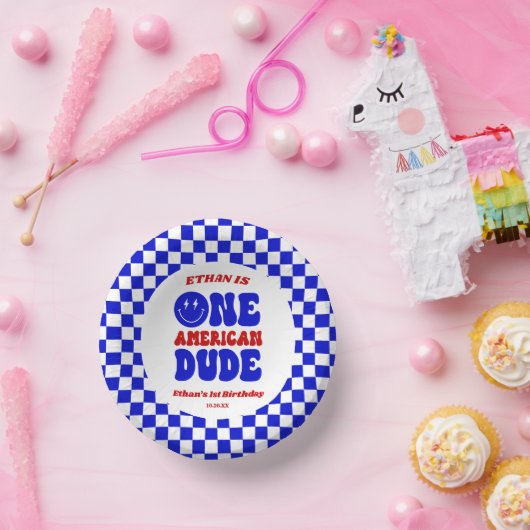 One American Dude 4 juli 1 Verjaardagsfeestje Papieren Kommen (Feest)