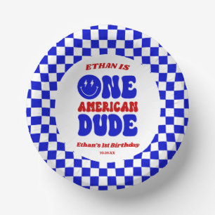 One American Dude 4 juli 1 Verjaardagsfeestje Papieren Kommen