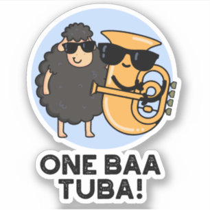 One Baa Tuba Funny Music Sheep Pun Sticker