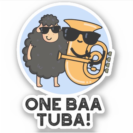 One Baa Tuba Funny Music Sheep Pun Sticker (Voorkant)