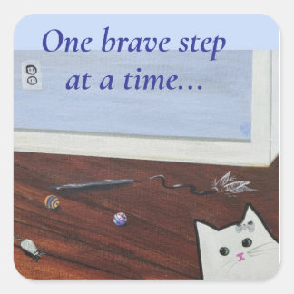 One brave step at a time vierkante sticker