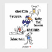 One Can Toucan Red Can Blue Can Stickers (Feuille)