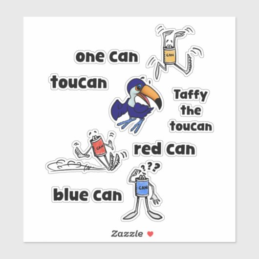 One Can Toucan Red Can Blue Can Stickers (Feuille)