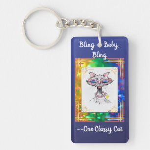 One Classy Cat Funny Bling Cat Sleutelhanger