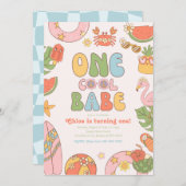 One Cool Babe Eerste Verjaardag Uitnodiging (Voorkant / Achterkant)