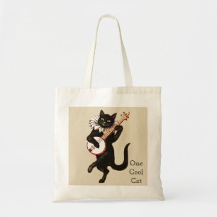 "One Cool Cat" speelt een rode banjo Tote Bag
