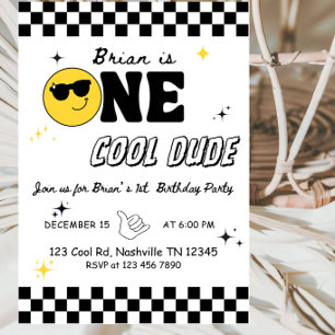 One Cool Dude 1e Verjaardag-Cool Jongen Eerste Ver Kaart