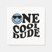 One Cool Dude | Blue Retro Preppy Smile Verjaardag Servet (Voorkant)