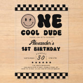 One Cool Dude eerste verjaardag acryl uitnodiging Acryl Uitnodigingen (Voorkant)