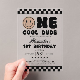 One Cool Dude eerste verjaardag acryl uitnodiging Uitnodigingen