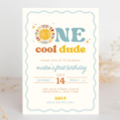 One Cool Dude Retro Sun First Birthday Invitation