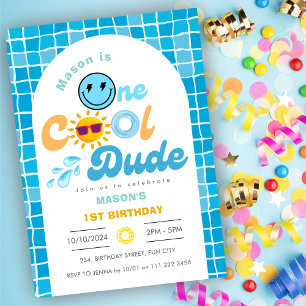One Cool Dude Summer Pool Party 1e verjaardag Kaart