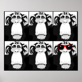 One Cool Monkey Funny Poster Sign Print