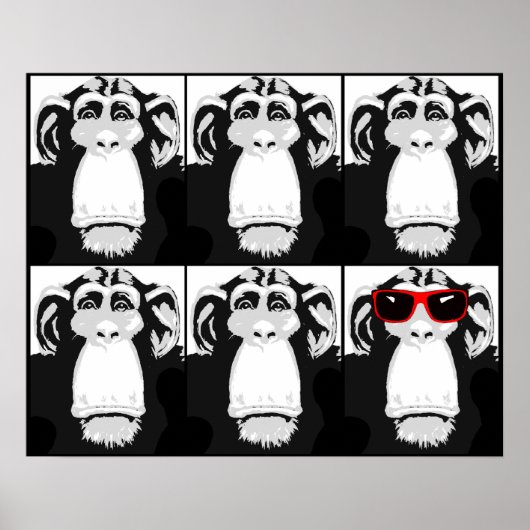 One Cool Monkey Funny Poster Sign Print (Voorkant)