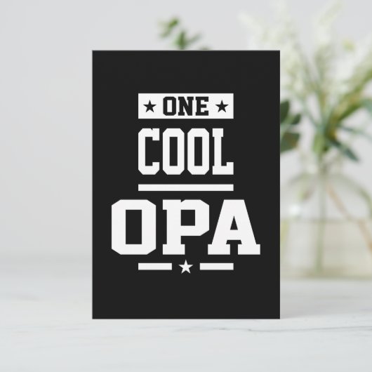 One Cool Opa T-shirt Gift RSVP Kaartje (Staand voorkant)