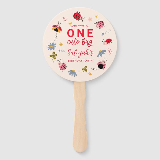 ONE Cute Bug Ladybug Birthday Party Photo  Handwaaier (Voorkant)