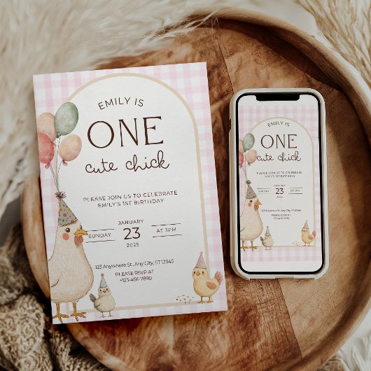 One Cute Chick Birthday This Chick is One Kaart