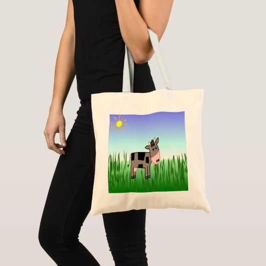 One Cute Chocolate Cow Designer Canvas tas (Voorkant (product))