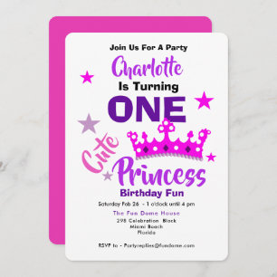 One Cute Princess 1st Birthday Personalized Kaart