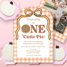 One Cutie Pie 1st Birthday Photo Invitation