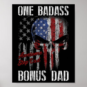 One D Bonus Step Dad Skull Amerikaanse Vlag Vaders Poster