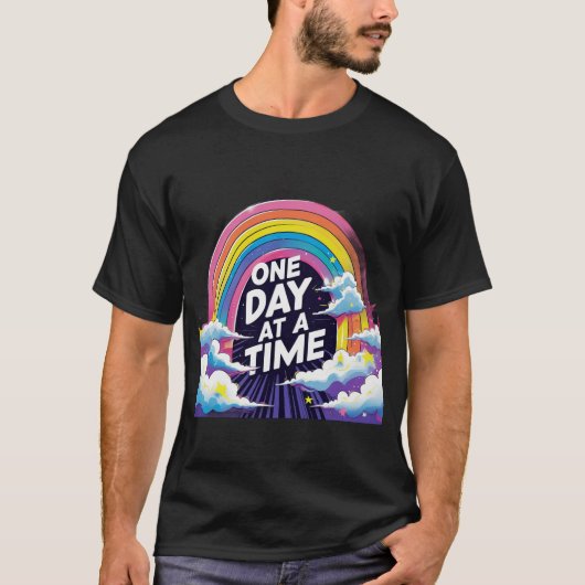 One Day at a Time – Rainbow Mental Health T-Shirt (Devant)