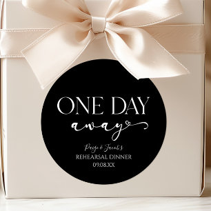 One Day Away Minimalistische Oefenavond Bruiloft Ronde Sticker