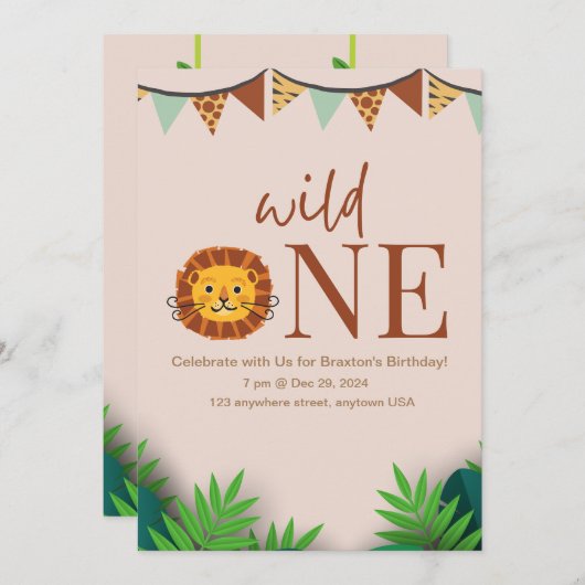 One Day gepersonaliseerde Safari oerwoud Verjaarda Kaart (Voorkant / Achterkant)