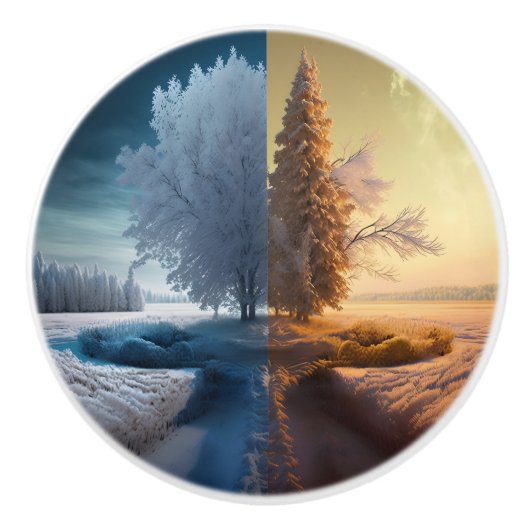 One day in winter keramische knop (Voorkant)