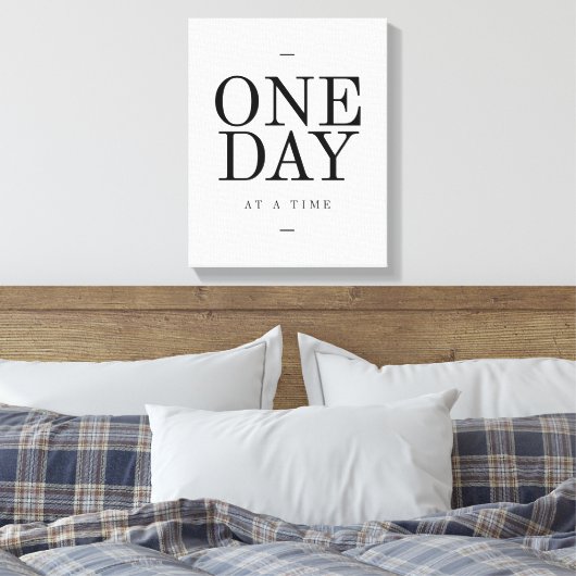 One Day Inspirating Sobriety Quote White Black Canvas Afdruk (Insitu (Slaapkamer))
