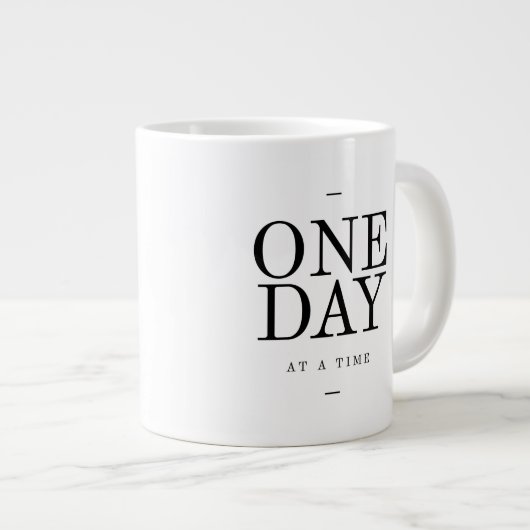 One Day Inspirating Sobriety Quote White Black Extra Grote Mok (Voorkant rechts)