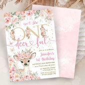 One-Deer-Ful 1st Birthday Girl Pink Invitation