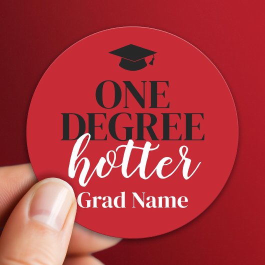 One Degree Hotter - Rood Zwart - Afstuderen Ronde Sticker