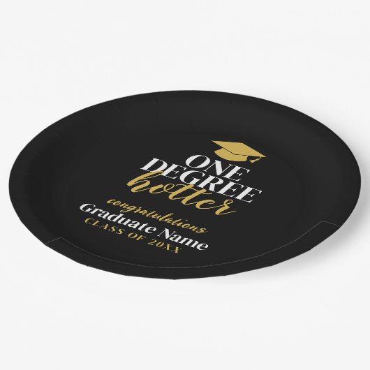 One Degree Hotter - Zwart Goud - Afstuderen Papieren Bordje (Gekanteld)