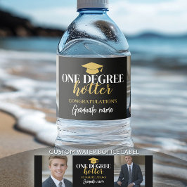 One Degree Hotter - Zwart Goud - Afstuderen Waterfles Etiket