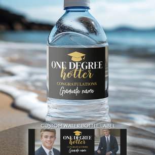 One Degree Hotter - Zwart Goud - Afstuderen Waterfles Etiket