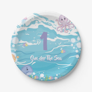 One-der The Sea Eerste Verjaardagsfeestje Papieren Bordje