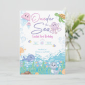 One-der the Sea Pastel Birthday Invitation (Debout devant)
