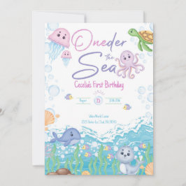 One-der the Sea Pastel Birthday Invitation Kaart